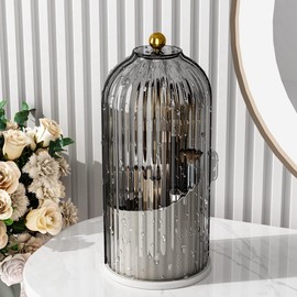 Lyaciomn 360° Rotating Makeup Brush Holder with Lid Luxury Cosmetic Organizer Lipstick Eyebrow Pencil Holder Storage Box Multifunctional B