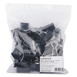 Universal UNV10210 Binder Clips - Medium, Black/Silver (1 Dozen)