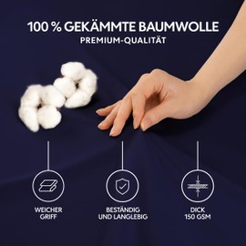 Dreamzie Premium fitted sheet 90 x 200 cm, fitted sheet for thick mattresses up to 22 cm, bed sheet 100% jersey cotton, 150 g/m², Oeko-Tex certified - dark blue