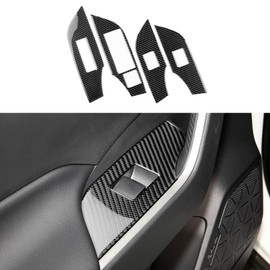 FXETRNL Real Carbon Fiber Window Lifting Frame Covers for Toyota RAV4 (2019-2025), Protect Decor Stickers Interior Center Console Car Accessories, Black