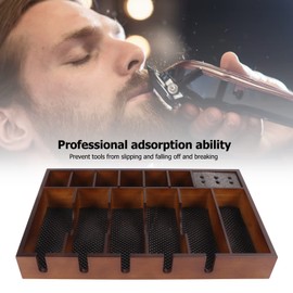 12 Slots Wooden Barber Clipper Tray, Barber Clipper Holder Organizer, Anti-slip Hairdresser Barber Table Collector Wooden Barber Clipper Holder Organizer Cosmetic Container Case Box