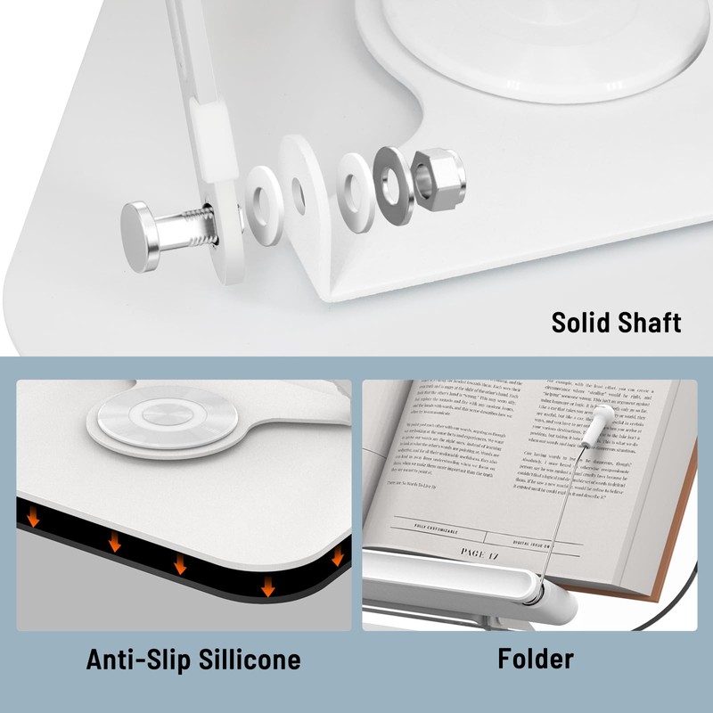 Acrylic Book Stand for Reading Hands Free - Adjustable 360°