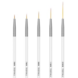 TEOYALL Fine Liner Brush, Nail Art Striping Brushes 5/7/9/11/20mm Thin Line Nail Brush Detail Drawing Brush Gel Nail Polish Brush