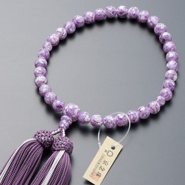 Buddhist Altanya Takita Shoten Kyoto Prayer Beads for Women, Lavender Shell, 0.3 inch (8 mm) Ball, Pure Silk Head, Rosary Bag Included, For Women