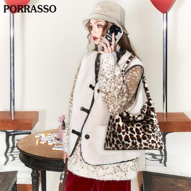 PORRASSO Handbag Women's Shoulder Bag Hobo Bag Large Tote Handbag for Work School Shopper Daily Use, Leopard pattern