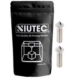 SIUTEC® Premium Volcano Stainless Steel/Stainless Steel, Nozzle/Nozzle, 1.0 mm, Set of 2 - Perfect for Sophisticated 3D Prints, for Volcano Hotends/Artillery Sidewinder - 1.75 mm Filament
