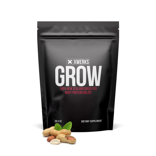 Xwerks Grow: Whey Protein Isolate Powder - Keto-Friendly - Soy & Gluten-Free - Nutrition Muscle Shake - 23g - 30 Servings for Optimum Strength Fitness - Easy-Digesting - Peanut Butter Flavor