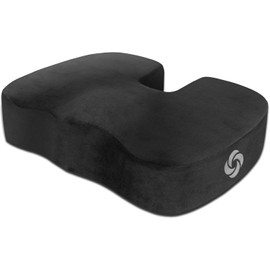 Samsonite Memory Foam Seat Cushion – Ergonomic Cushion for Office Chair, Tailbone Pressure Pad, Coccyx Support for Sciatica, Supportive Seat for Car, Desk, and Gaming Chairs, Black