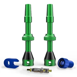 Shredr. Tubeless Valve Set | Presta Valves for Tubeless Tyres | Super Light Aluminium Colourful Anodised French Valve | Includes Valve Adapter, Replacement Valve and Tool (Green, 44 mm)