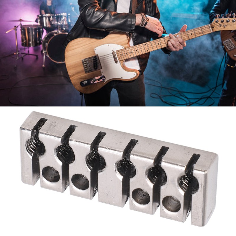 6 String Lock with Screws Metal Headless Guitar Bridge String