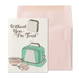 NIQUEA.D Valentine's Day Card, Retro Toast, Includes a Unique Sentiment and Coordinating Envelope (NVD-0008)