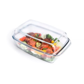 Rectangular Tempered Glass Casserole Dish, Tempered Glass Baking Dish with Glass Cover. Oven, Freezer and Dishwasher Safe.- 3 Liter