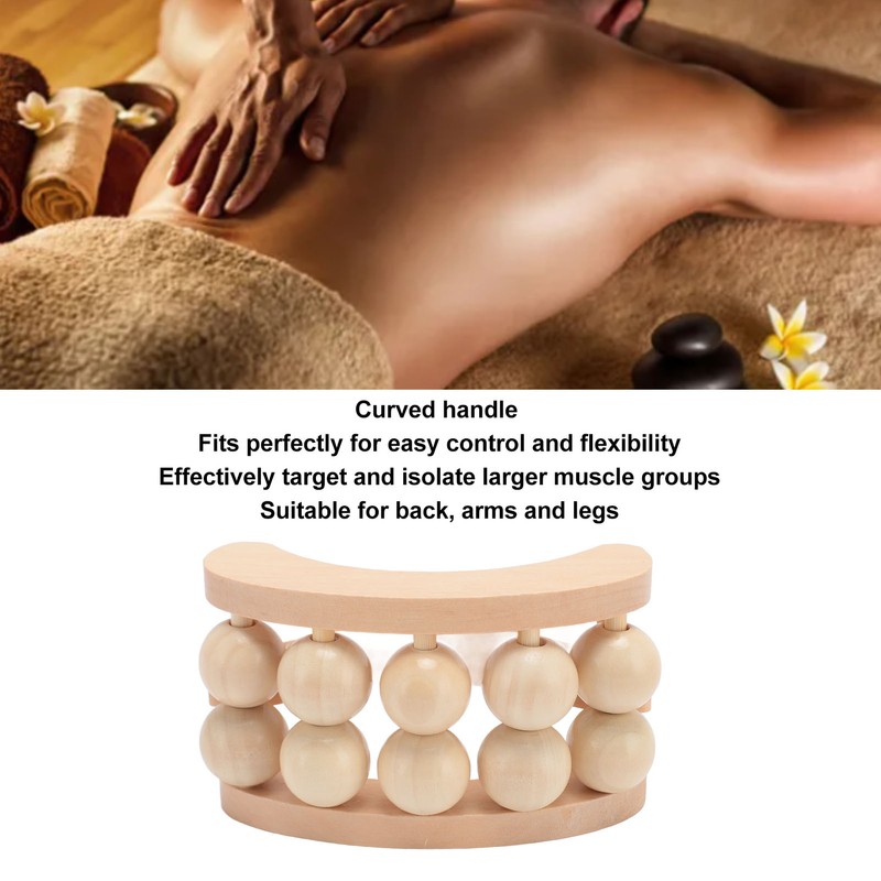 Wooden Massage Ball Roller with 10 Beads Deep Tissue Relief