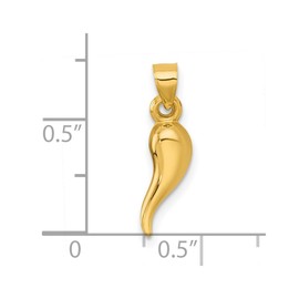 JewelryWeb 4.69mm 14k Solid Yellow Gold Polished Hollowed Italian Horn Pendant Necklace-Pendant for Women