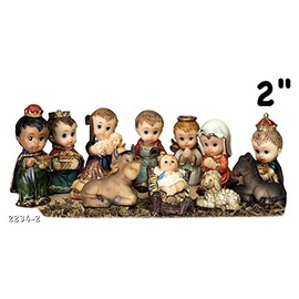 Nativity Set - Set of 11 Nativity Figurines - Baby Jesus, Mary, Joseph, Shepherd, 3 Kings, Angel, Cow, Donkey and Sheep