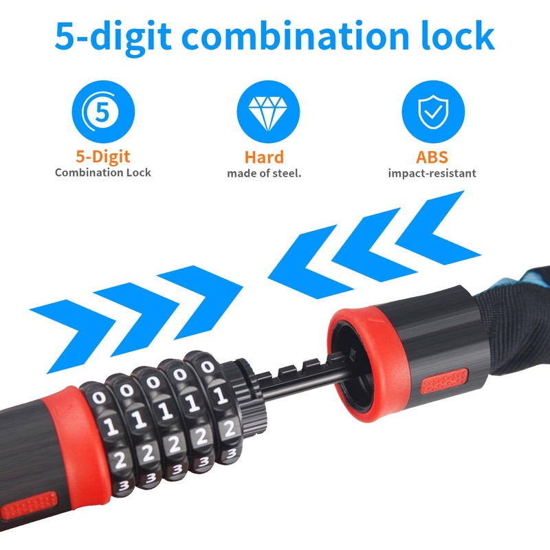 SISAV Heavy Duty Bike Chain Lock 3.2FT with 5 Digit