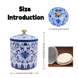SJDHAHC Blue & White Porcelain Salt Cellar with Lid Salt cellar, airtight ceramic spice jar; porcelain salt container for countertop; vintage blue-white kitchen storage, easy to use.