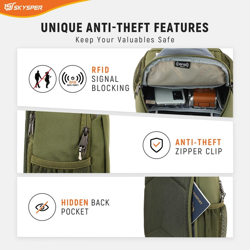 SKYSPER Sling Bag RFID Cross Body Bag Recycled Crossbody Backpack