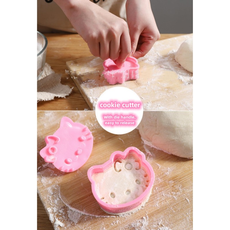 Cute Kitty Cookie Cutter, 4-Piece Cookie Cutter Set with Embossing