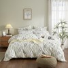 YASMENG Bed Linen Leaves 155 x 220 cm Green Grey