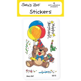 Suzy's Zoo Stickers 4-pack, Happy Birthday" 10126