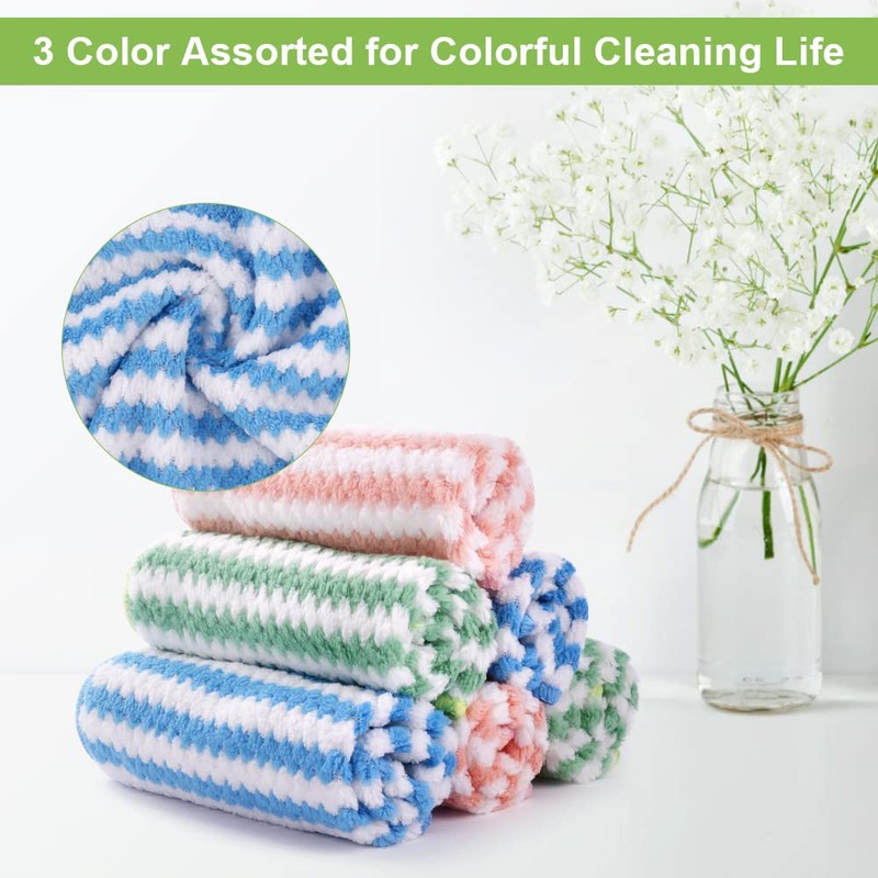 Vicloon Microfiber Cleaning Cloths, 6Pcs Super Absorbent Microfibre Cleaning Cloth，Reusable