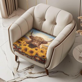 Wanzuoeng Highland Cow Print Sofa Cushion Cover Sunflower Print Couch Cushion Slipcovers, Removable Sofa Cushion Covers for 1 Cushion Couch, Wear-Resistant Sofa Seat Slipcovers for Pets