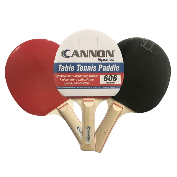 Cannon Sports Ping Pong & Table Tennis Paddles with Rubber Face & Wooden Handles (Red/Black)