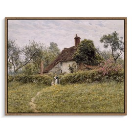 Pigord Vintage Wall Art Prints, Vast Field under Vintage Art Wall Decor, Mid Century Modern Decor, Rustic Farmhouse Bedroom Wall Decor, Retro Room Decor (8.00" x 10.00", 007)