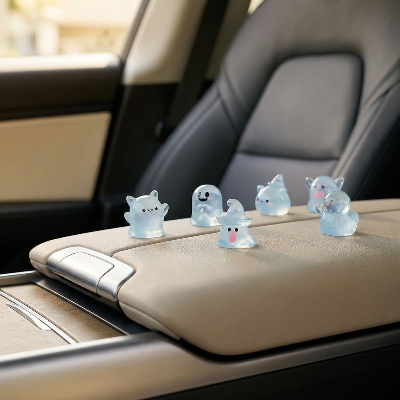 Chesomn 6 Pcs Mini Luminous Ghost Car Decor Set, Car