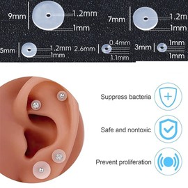 GDQQOYWQT 50 Stück Gemischte Größe Anti Wildfleisch Disc, 2.3/3/5/7/9mm Silikon Ohrring Rückseiten Clear, hypoallergen Keloid Disc für Stabilize Earrings optimalen Halt der Ohrläppchen