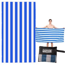 ZSYIULIA Large Beach Towel 160x90cm - Quick Dry Microfibre & Sand-Free Double Sided Design | 100% Recycled Compact Travel Towel for Yoga, Gym, Beach with Carry Bag