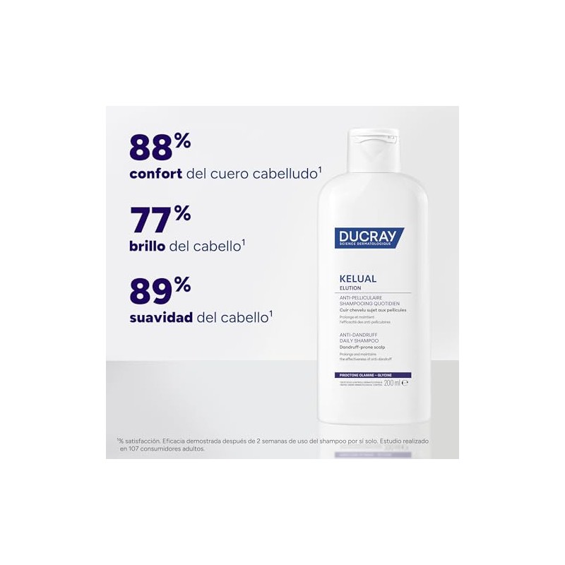 DUCRAY, Kelual Elution Shampoo Reequilibrante, Alternancia Anticaspa, Con Piroctona Olamina