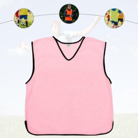 10 X Training Bibs Mesh Football Training Equipment Sports Vest - Quick Dry Football Bibs Adult For Netball, Cricket, Basketball or Rugby - Ideal Team Practice Vest (Junior Sizes, Pink)