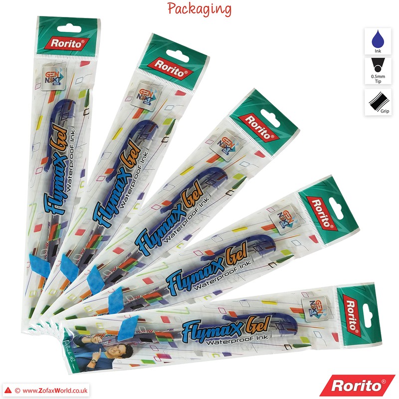 rorito 5 x 0.5mm Needle Tip Flymax Gel BLUE Pen