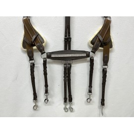Amazing Horse Stuff Stylish 5 Point Breastplate & Martingle Decorated with Sparkling Stones (Brown, Pony)