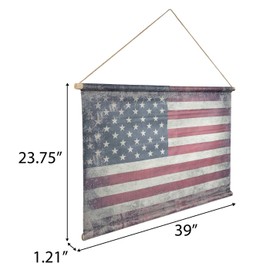 Hobby Lobby USA Flag Wall Tapestry, Vintage Distressed Design, 23.75 x 39 inches, Rustic Patriotic Home Decor with Rope Hanger