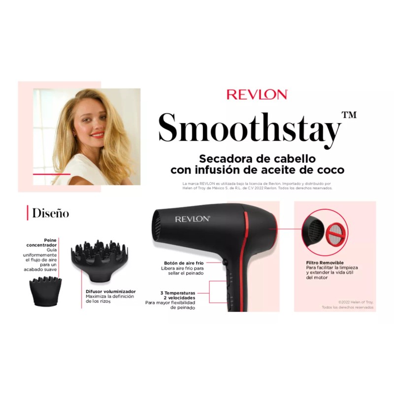 Revlon Secadora Cabello Revlon Coco Cerámica Turmalina Iones Pelo