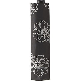 Miyajima 18630 Folding Umbrella, 19.7 inches (50 cm), Line Flower, Black, Hand Open