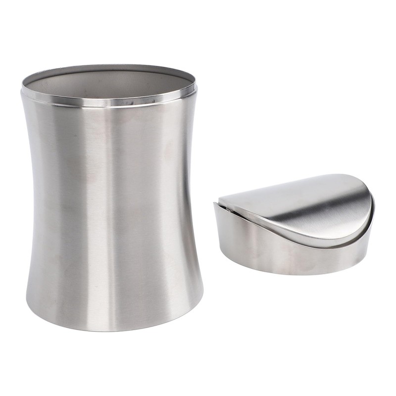 Stainless Steel Desk Trash Can, Swing Lid Mini Desk Garbage