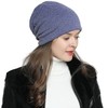 DonDon Women's Slouch Beanie Winter Hat Silver Sequin Rivets, Blue