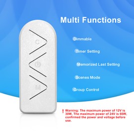 Tatazone 2-Way WiFi Smart Dimmer Switch with IR Remote for Single Color LED Strip Lights Work with Alexa and Google, DC 12-24V Controller for 3528/2835/5050/COB LED Strip Light with DC Plug