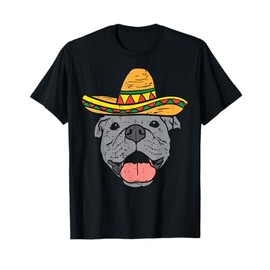 Pitbull Face Sombrero Cute Cinco De Mayo Mexican Pittie Dog Men Women Kids T-Shirt