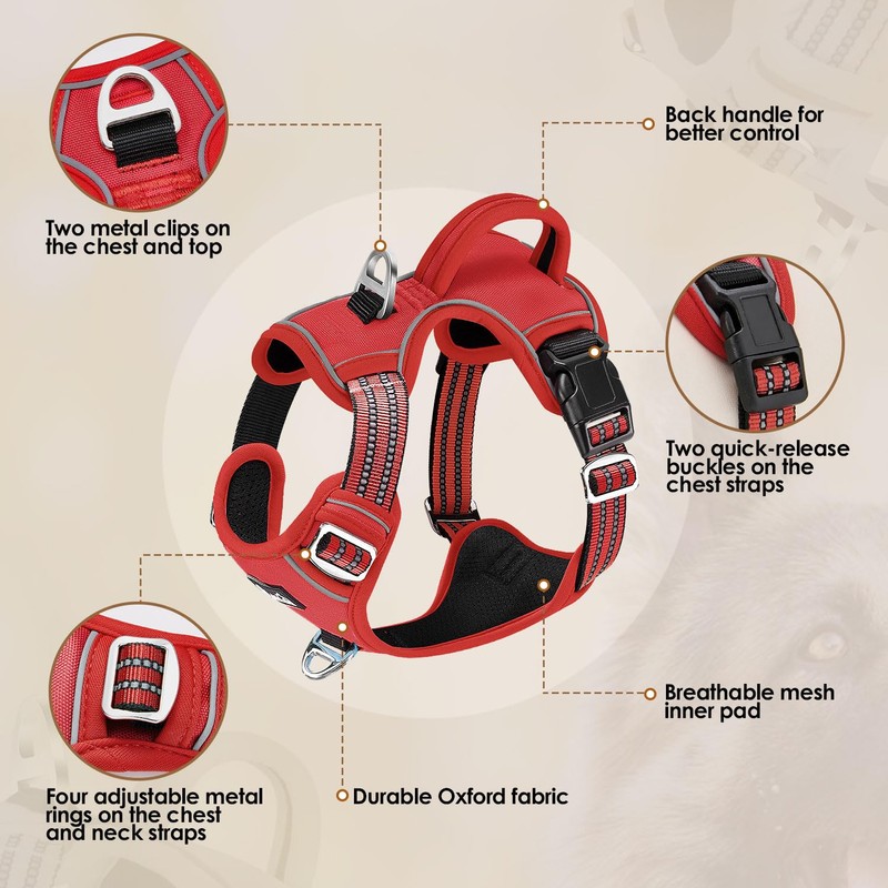 SlowTon No Pull Dog Harness, Heavy Duty No Choke Pet