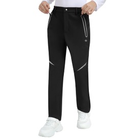MoFiz Kids Boy Snow Ski Waterproof Windproof Pants Girls Youth Fleece Lind Hiking Warm Insulated Trousers Black 14-16