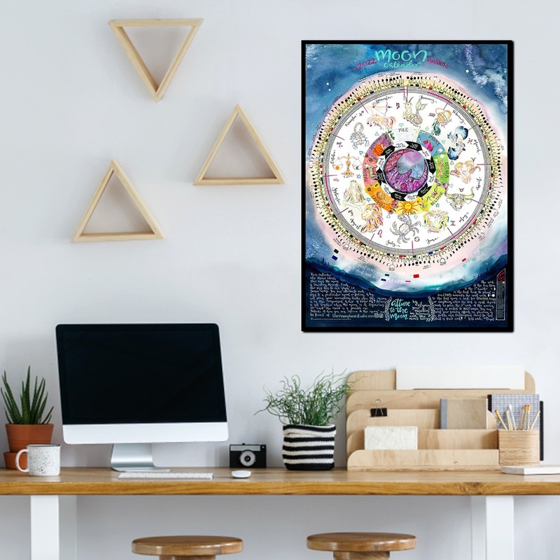 2022 Moon Calendar Hangable Wall Calendar Home Wall Decoration Gift