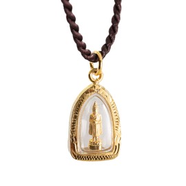 Weekday Birthday Buddha Golden Thai Amulet Pendant (Wednesday - Phra Um Bhat “Receiving”)