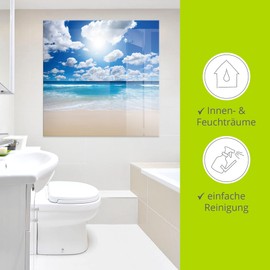ARTland Wall Decoration Glass Picture Glass Picture One Piece 20 x 20 cm Square Beach Sea Summer Caribbean South Sea Holiday Nature Sand Sky Clouds T8 kg