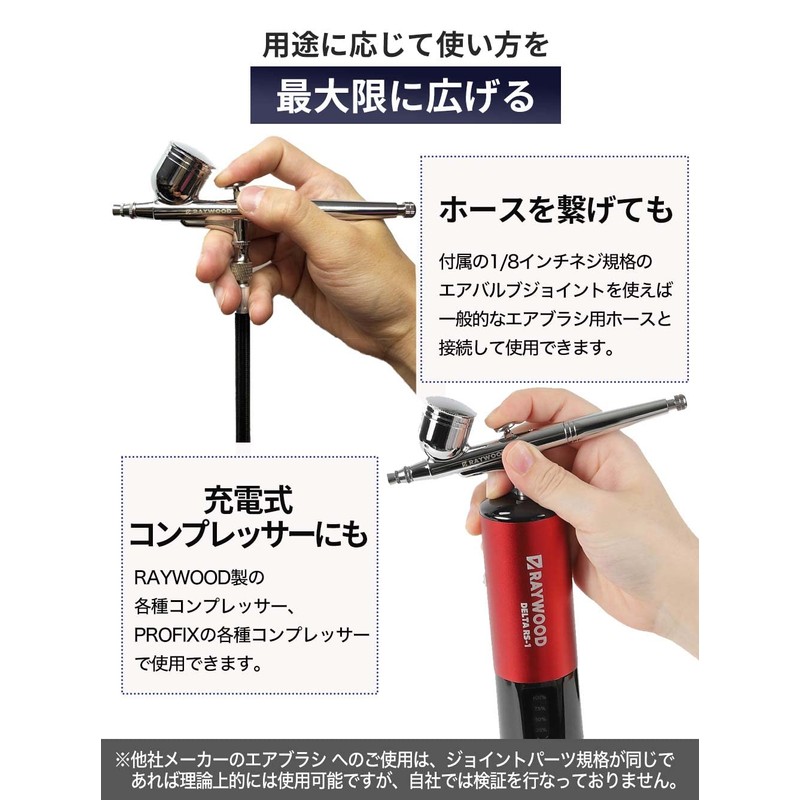 RAYWOOD Airbrush Delta Handpiece Double Action 0.3mm 0.4mm 0.5mm Plamo