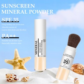 Mineral Sunscreen Setting Powder, SPF 35 Translucent Loose Powder for Face & Scalp, Mineral Brush Powder, Oil Control Natural Matte Finish, Lasting Lightweight Breathable (#05 Medium)